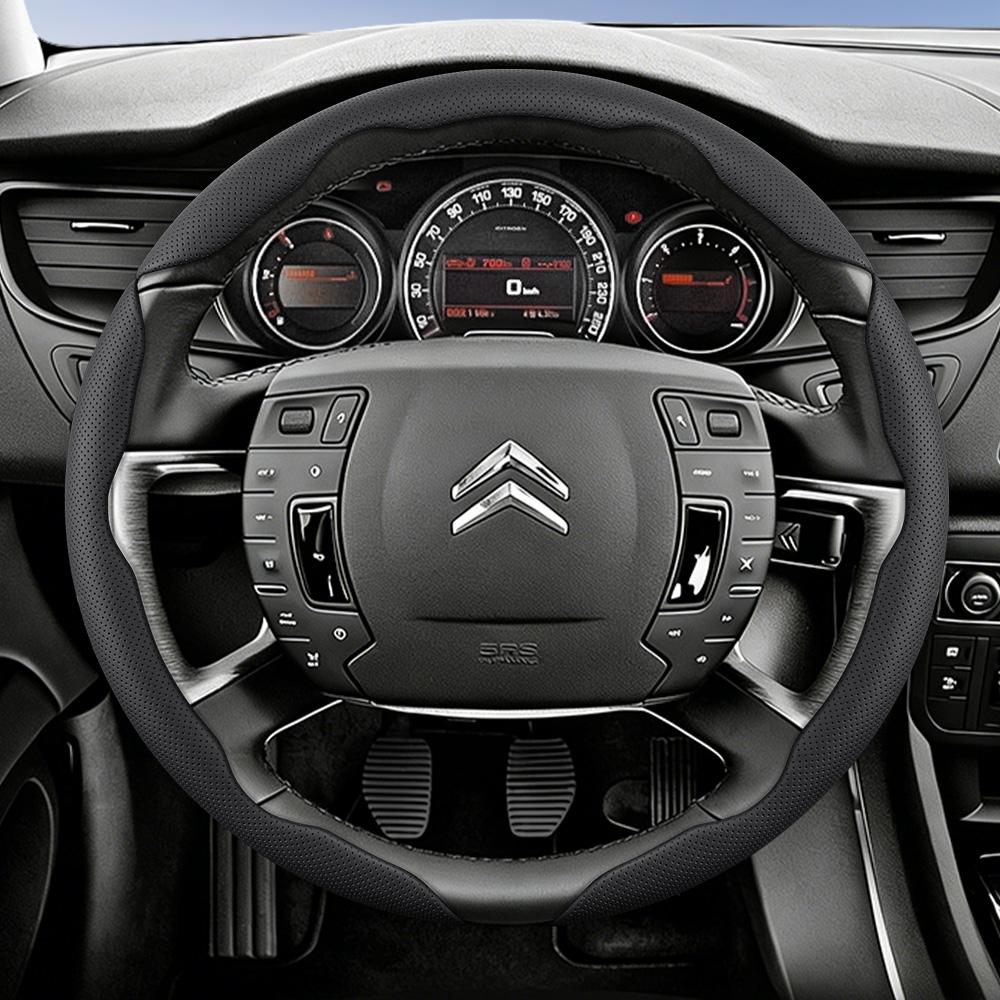 Suitable for Citroen Breathable Leather Steering Wheel Cover with Segmented Quick-Release Design, Non-Slip and Durable, for Models Such as C3,