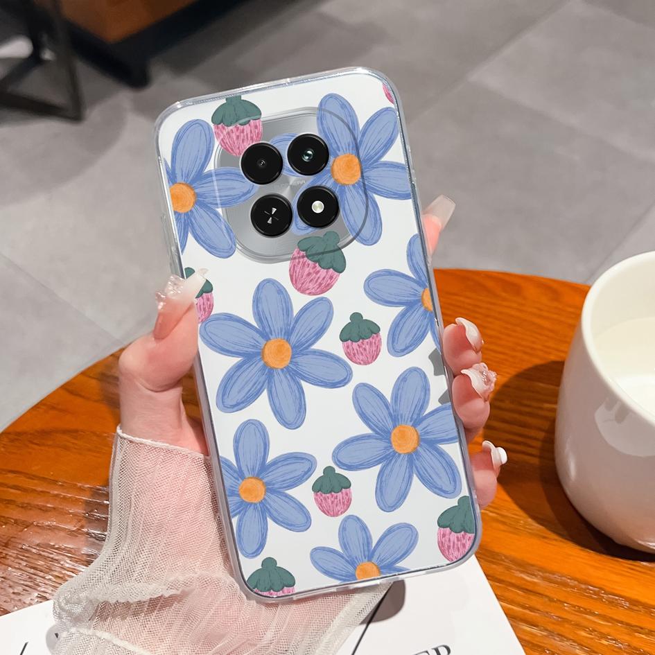 Для Oppo V60 F27 Narzo N61 Note 60 A3 A60 Reno12 F Realme 13 12 A40m Чехлы Fancy Flowers Прозрачный силиконовый мягкий протектор экрана для OPPO Новый чехол