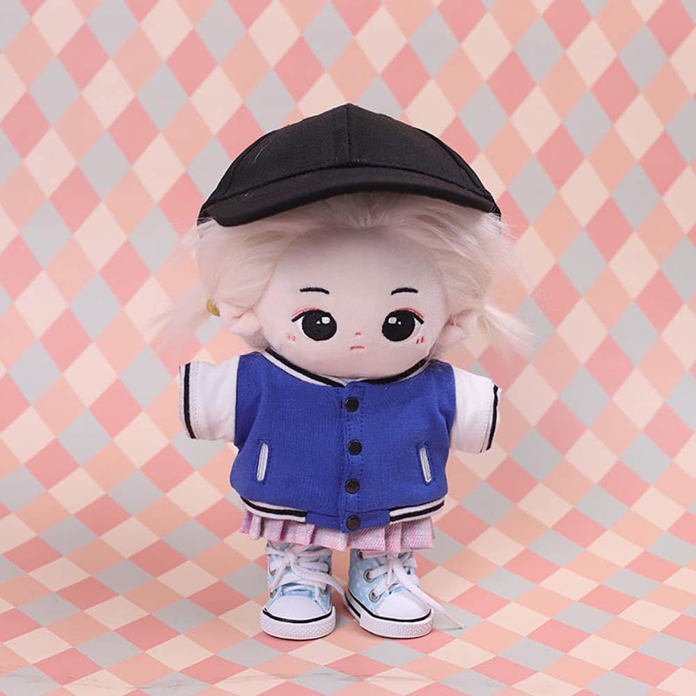 Nianniyhouse 20 см мягкая игрушка одежда бейсбольная майка JK платье белая футболка хлопок кукла аксессуары наряд (синий + розовый)