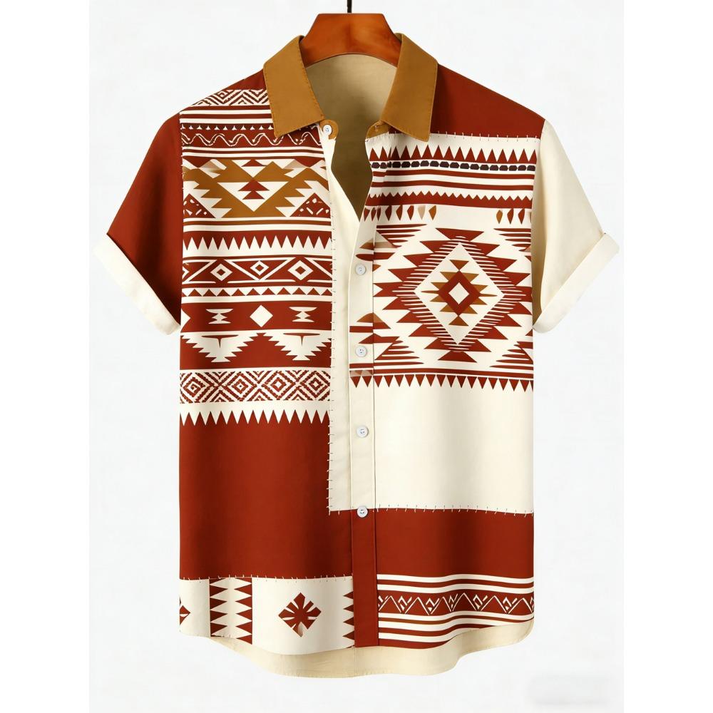 Outdoor Streetwear Men's Fashion Shirts Ethnic Patterns Printed Men's Shirts Casual Daily Men's and Women's Shirt