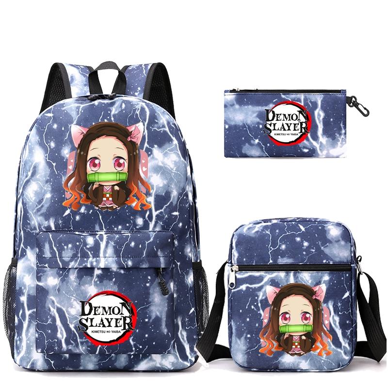 3 шт./компл. рюкзак «Убийца Демонов» в стиле аниме с сумкой на плечо, пенал для мальчиков и девочек, школьная сумка для книг, мужская и женская дорожная сумка