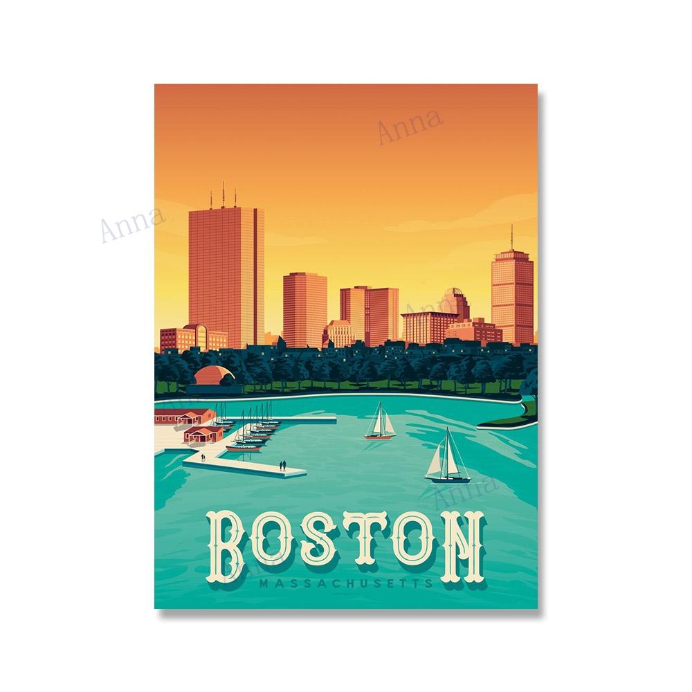 Нью-Йорк Бостон Гавайи Озеро Тахо Чикаго дорожный постер настенный художественный принт холст живопись скандинавские постеры и принты настенные панно