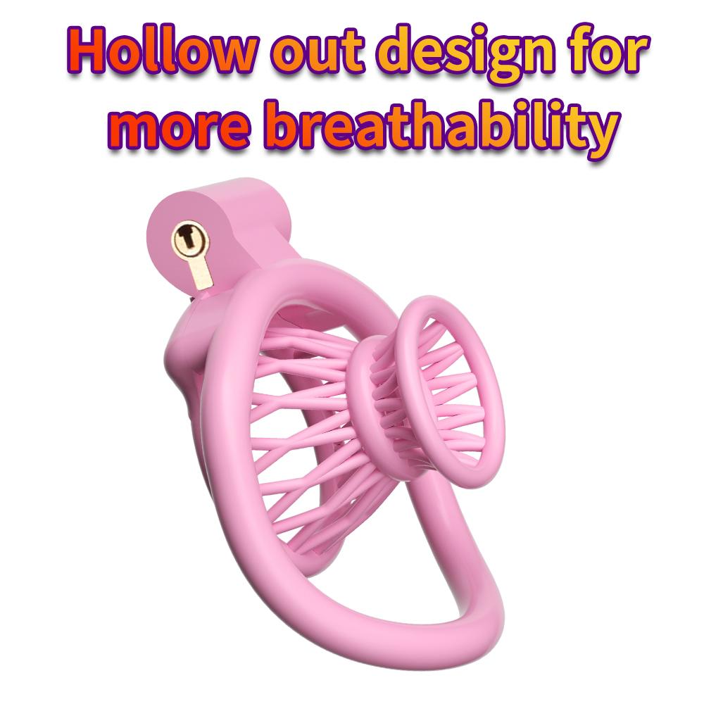 Male Chastity Lock  Anti-Cheating Cock Cage with 4 Rings for A Belt of Fidelity Feminization Negative Inverted Chastity Sex Toy