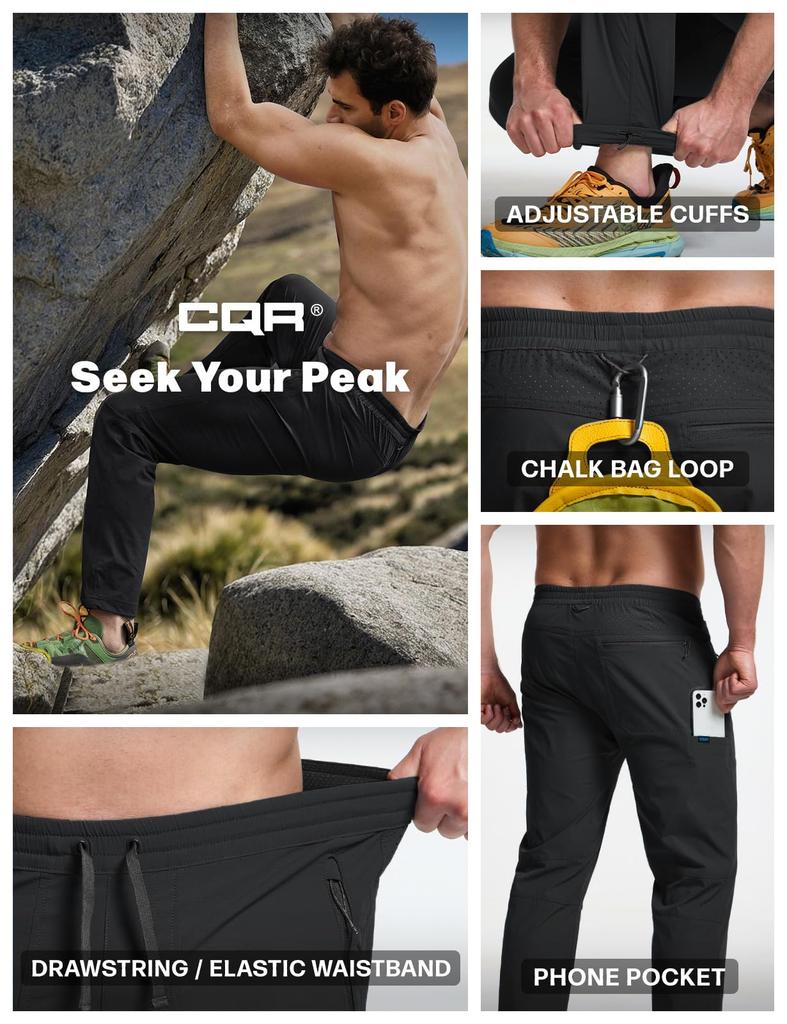 CQR Climbing со шнурком и многофункциональные Идеально подходят для и активного отдыха Мужские брюки рипстоп, Водоотталкивающие, Прохладные на ощупь, Влагоотводящие,
