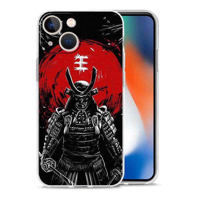 Роскошный прозрачный чехол для iPhone 15 14 13 12 11 Pro Max XS X XR 7 8 Plus мягкий прозрачный противоударный чехол самурай они маска