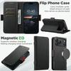 SUTENI J07 For iPhone 17 Pro Max Case Compatible with MagSafe Litchi Texture Leather Wallet Phone Cover