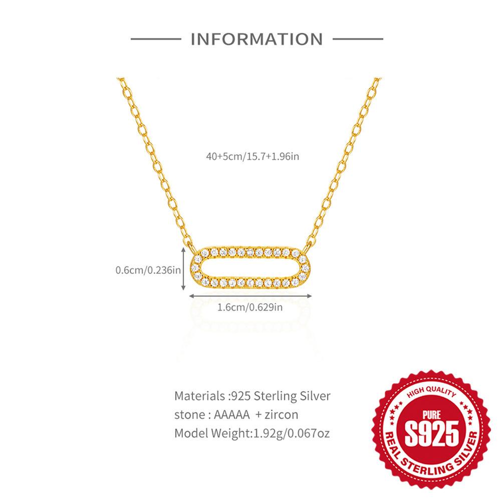 Stylish And Simple Style S925 Sterling Silver Square Dense Nails With Diamonds For Women'S Street Photography Trendy Women'S Necklace