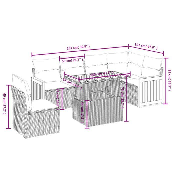 VidaXL Salon de Jardin avec Coussins 7 pcs, Canapés de Terrasse, Ensemble de Meubles de Patio, Mobilier d'Extérieur, Gris 3273986