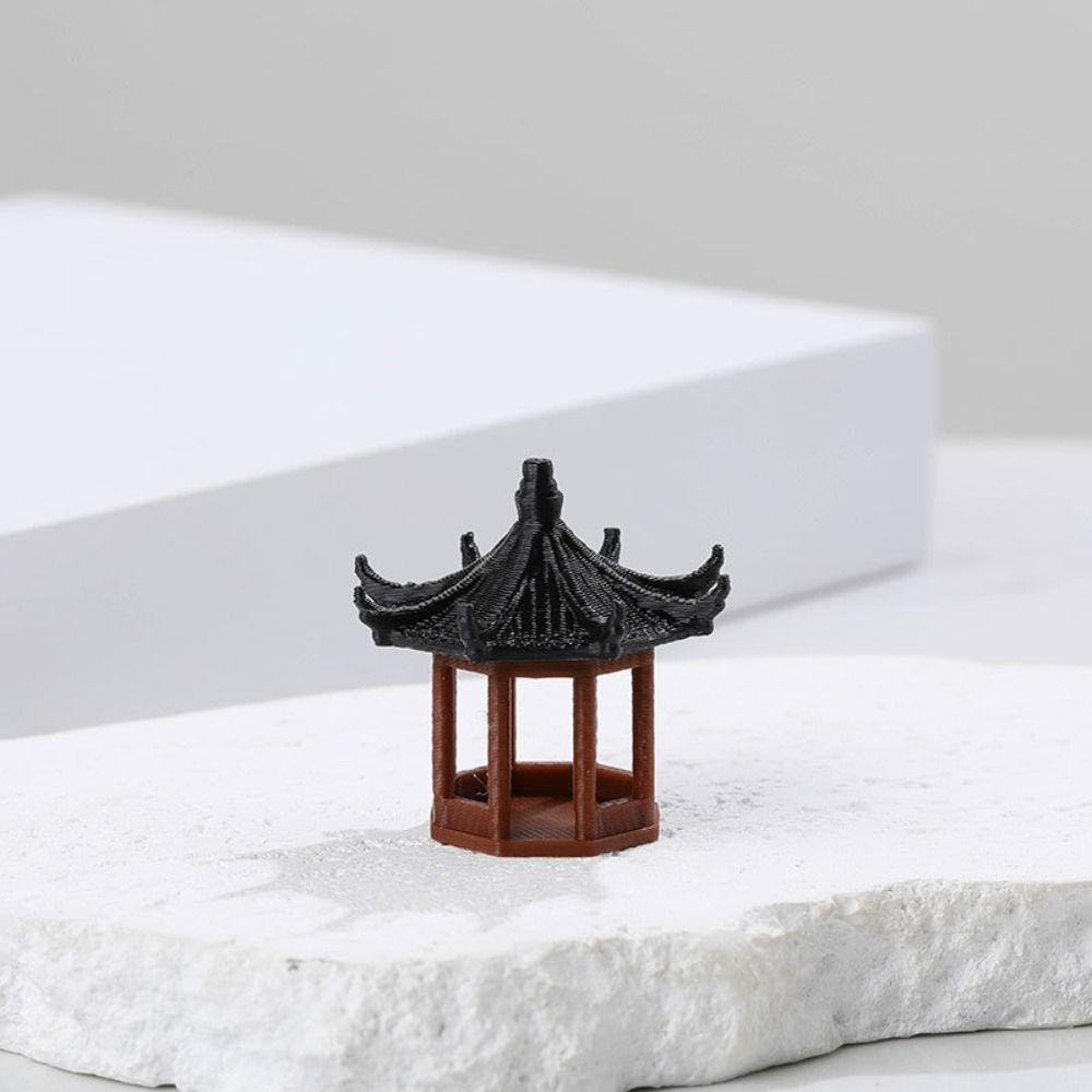 Миниатюрный микроландшафтный шестиугольный декор, фигурка павильона, милая мини-статуэтка пагоды