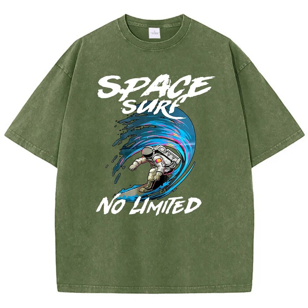 Футболка Space Surf No Limited Printing для мужчин Футболка Cartoon Street Популярные спортивные футболки Hip Hop Свободный крой Короткие рукава