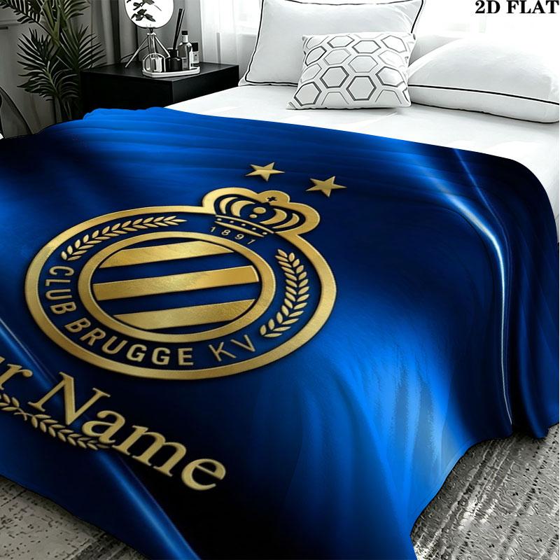 1PC Club Brugge KV Custom Name Patterned Flannel Blanket Suitable For All Seasons for Home Decor Warmth and Comfort Gifts Holiday Present