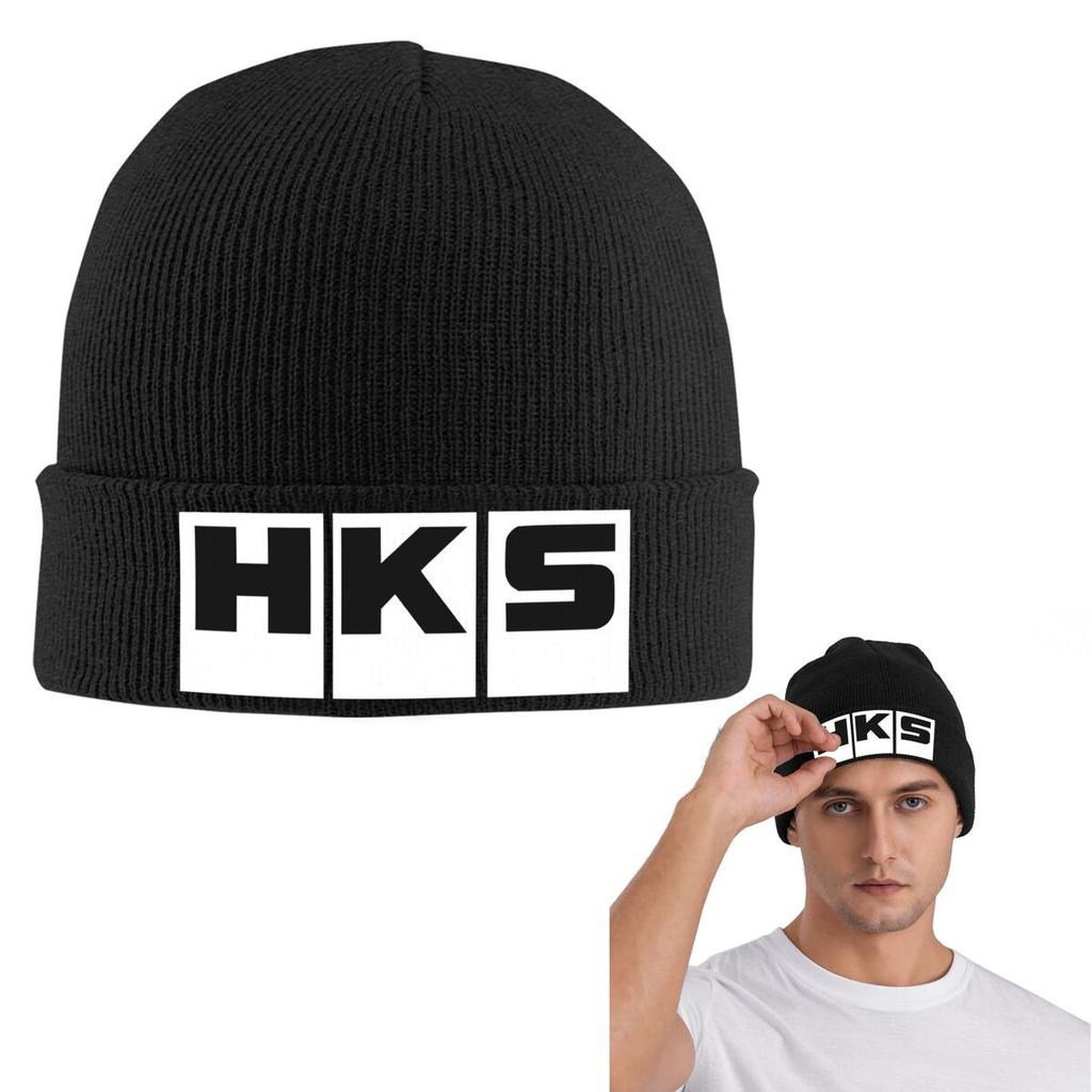 HKS Logo Car JDM Warm Knitted Cap Fashion Bonnet Hat Autumn Winter Outdoor Beanies Hats for Men Women Adult