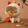 Lucky Cat Storage Tray Statue Resin Sculpture Sundries Candy Storage Box Fortune Cat Figurine Key Holder Living Room Home Decor