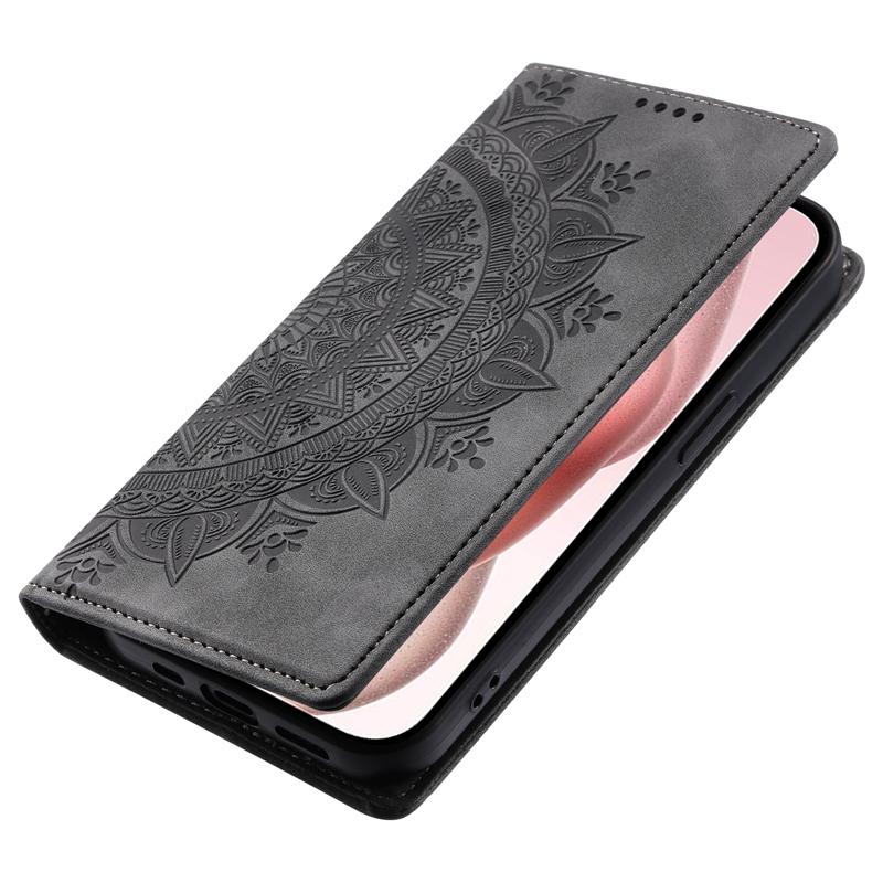Embossed Totem Strong Magnetic Wallet Case with Card Slot for Xiaomi 14 Pro 13 12 Lite Redmi Note 13 12 11 10 Pro 13C Stand Flip Matte Leather Cover