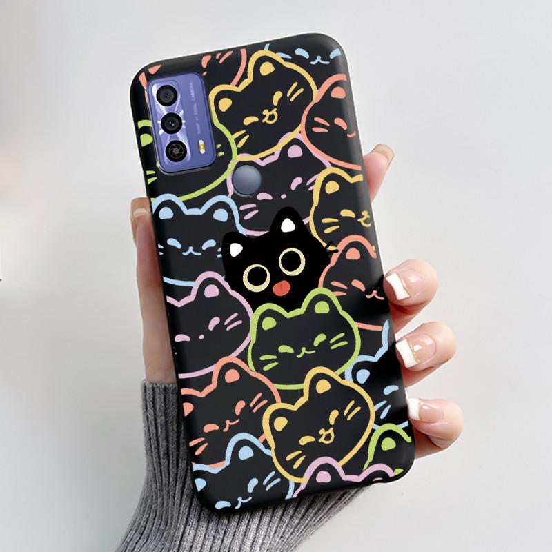 New Design Case For TCL 20B (6159K) Fashionable Black Love Pattern Shockproof Protective Cover Soft Silicone Black Case