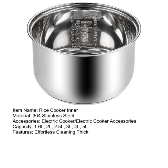 Rice Cooker Inner Pot Replacement Stainless Steel High Volume Cooker Liner Cooker Inner Pot for Steaming