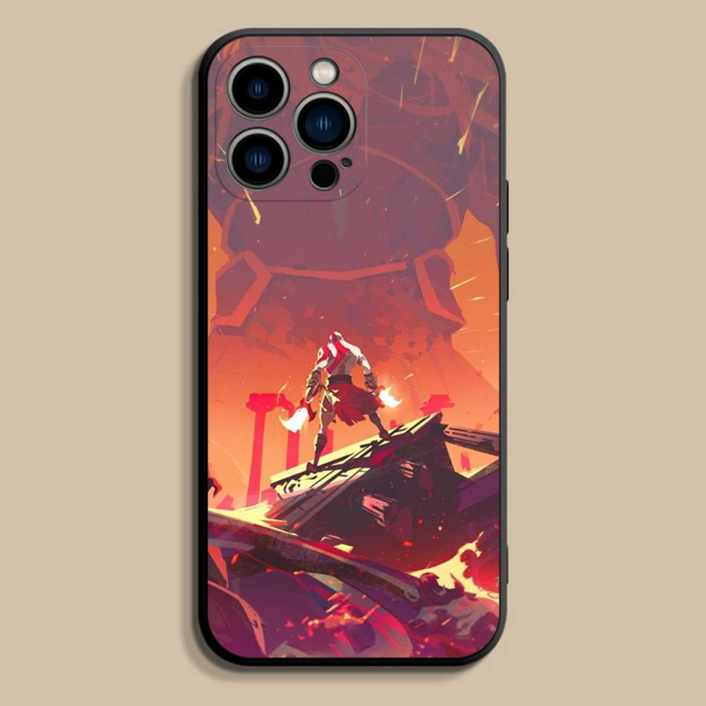 Игровой чехол для телефона G-God of W-War Для iPhone 17,16,15,14,13,12,11,Pro,Max,Plus,E,SE4,Air,Mini Черный Мягкий Чехол