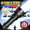 100000 Lumens 80W High Power LED Flashlight USB Recharge Lantern Zoom 18650 26650 Battery Flash Light Hunting Camping Torch