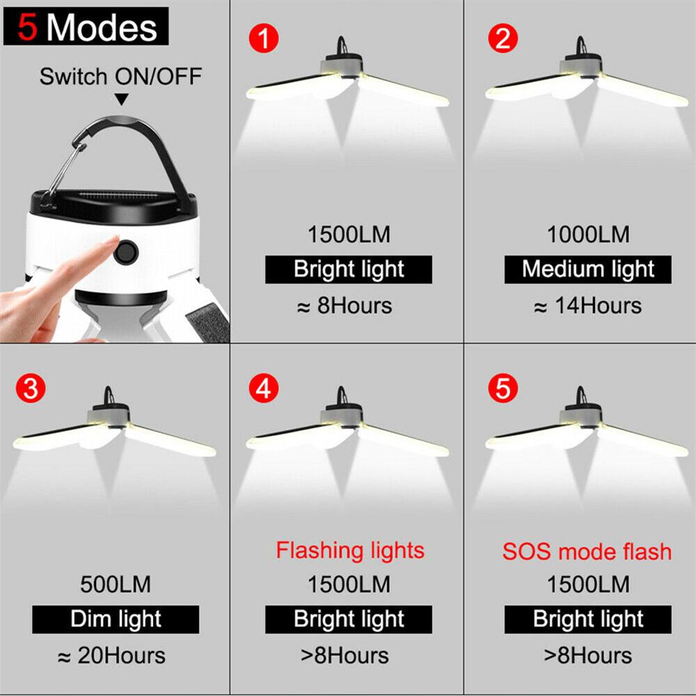 Solar 60 Led Tent Light Led Rechargeable Lamp Power Outage Portable Emergency Camping Light With 2400mah Power Bank