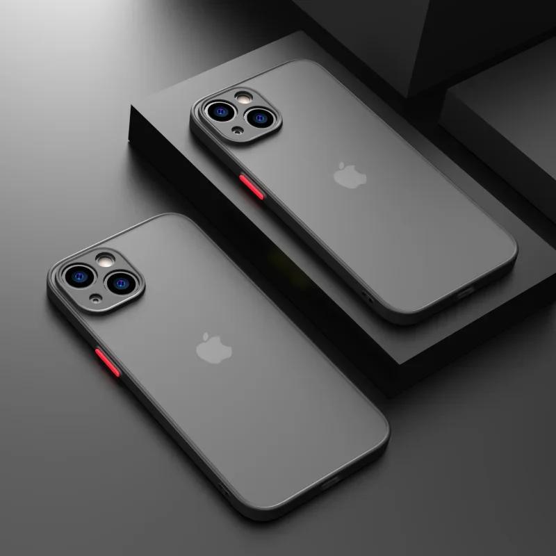 Ударопрочный тонкий матовый чехол для iPhone 15 16 13 12 11 14 Pro Max Plus Mini XR XS X силиконовый бампер прозрачный жесткий чехол Capa funda