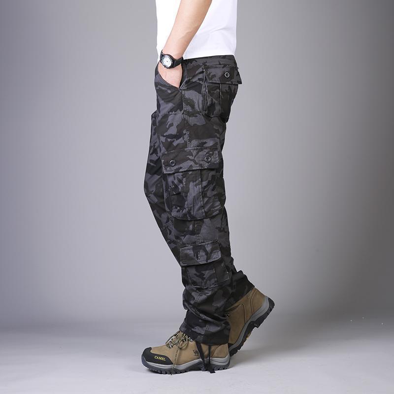 Men's Autumn Cotton Multi-Pocket Work Trousers Loose Plus Size Sweatpants Casual Wear Cotton Cargo Pants Men's Trousers