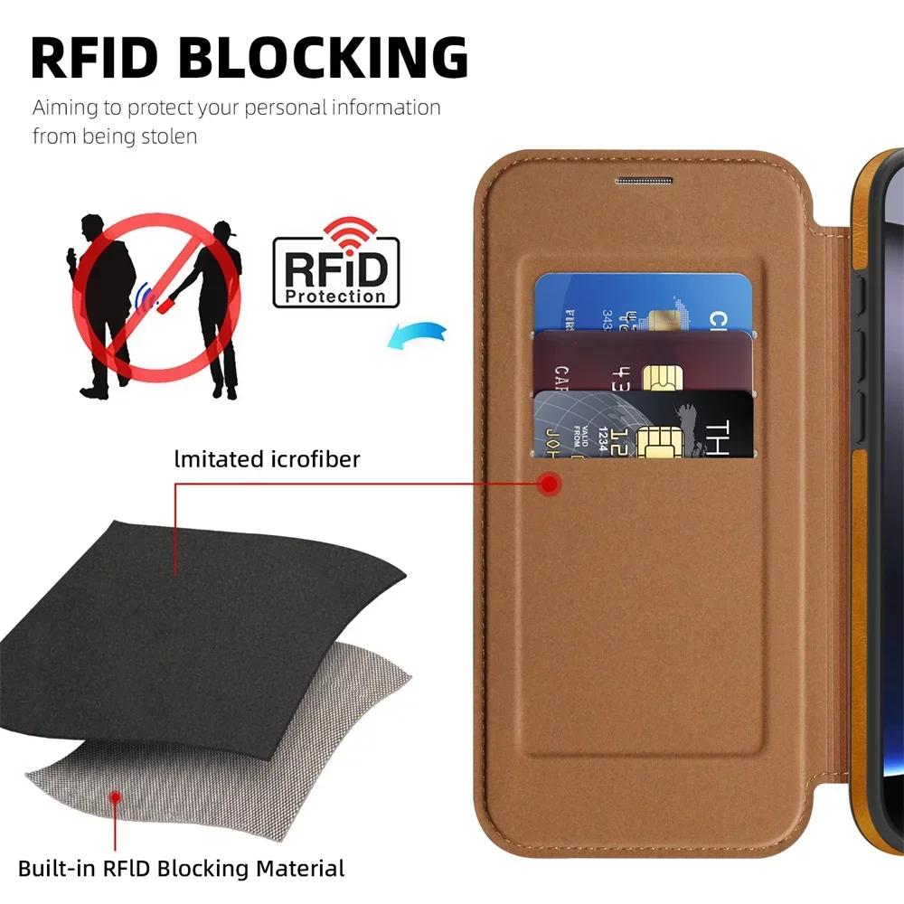 2 в 1 Съемный слот для карт Кожаный чехол Для MagSafe Блокировка RFID для iPhone 16E 16 Pro Max 15 Plus 14 13 12 11 Кошелек Чехол