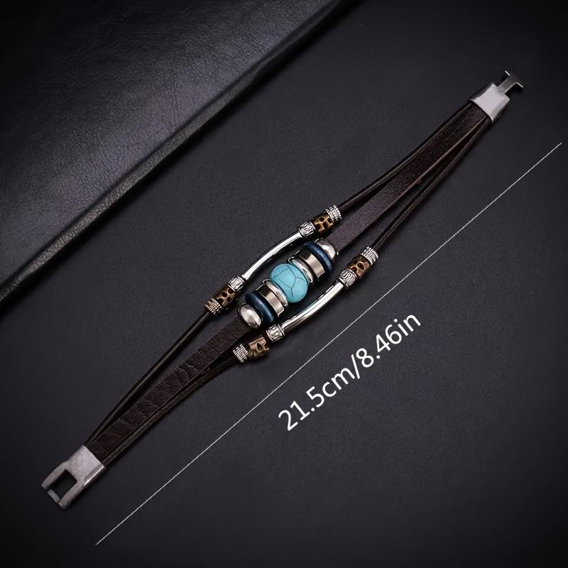 Bracelet Fashion Turquoise Retro 1PC Multi-layer Charm Leather Bracelet Party Gift Personality Ethnic Style Couple Beaded