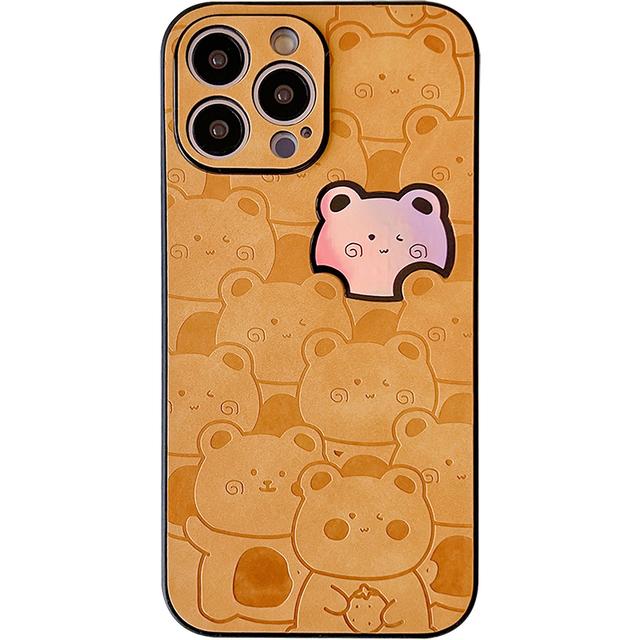 Чехол для телефона с милым лазерным медведем и мультяшным рисунком для Iphone 13 14 12 11 Pro Max Xs Xr X противоударный защитный чехол из искусственной кожи