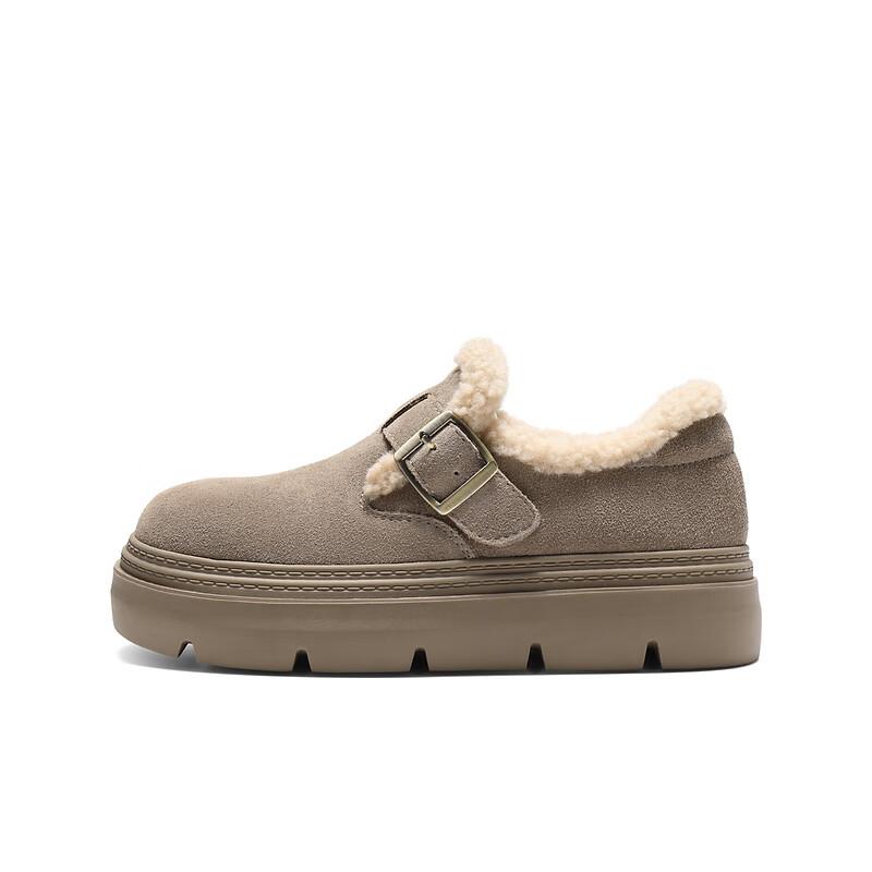 Женские теплые меховые туфли Belle на толстой подошве, ретро-стиль, второй слой, Birkenstock