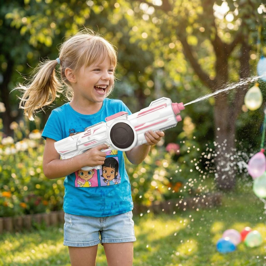 Electric Continuous Fire Water Toys, Automatic Water Suction, Powerful Water Spray, High Pressure Water Toy.