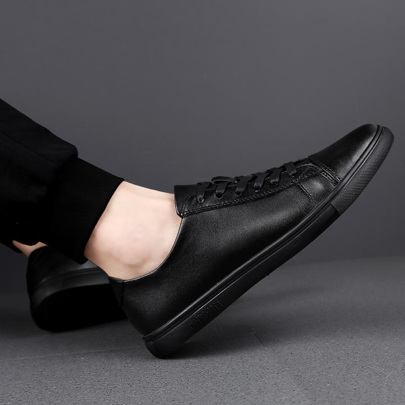 Мужские туфли на шнуровке, модные, натуральная кожа, повседневные туфли, черные, белые, на плоской подошве, скейтборд, уличные, крутые, на шнуровке, кроссовки