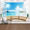 Window Ocean View Tapestry Nature Landscape Home Decor Aesthetics Bedroom Living Room Background Decoration Tapestry Mural