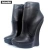 18CM High Wedge Heel Boots Zip BDSM Platform Ankle Boots Sexy Fetish Runway Rock Star Night Club Goth Punk Shoes