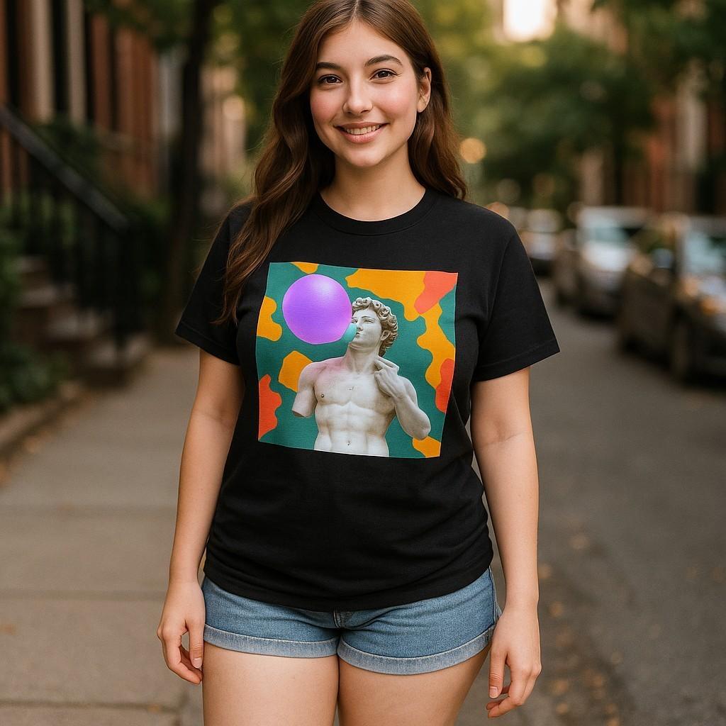 Michelangelo David Parody T-Shirt Design, Fun Art Clothing Gift Idea For Artist
