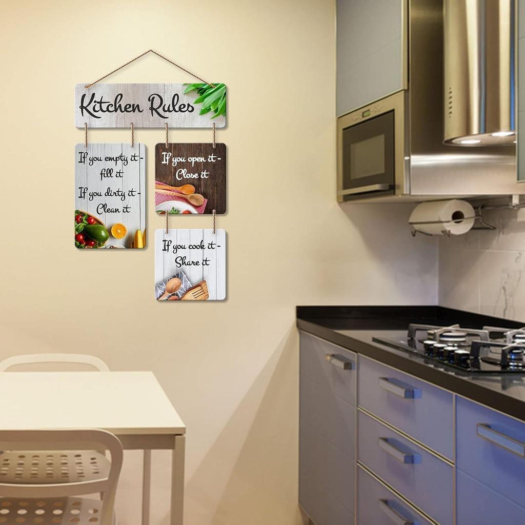 Decorative Wall Art MDF Wooden Wall Hanging for Living Room | Bedroom | Home Decor | Office | Gift | Kitchen Rules Quotes Items for House Decoration