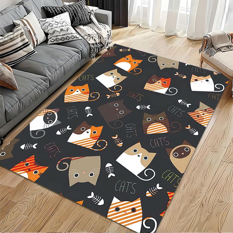 Colorful Cartoon Cats Pattern suitable as a non-slip mat for the living room or bedroom sofa