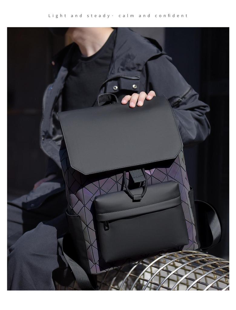 Модный мужской рюкзак с геометрическим узором: Стильный, Универсальный, Вместительный, Легкий Рюкзак на Двух Лямках