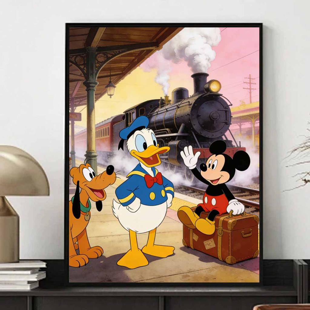 Disney diamond painting Mickey Mouse Donald Duck Pluto train station handmade diy mosaic art painting kit home decoration