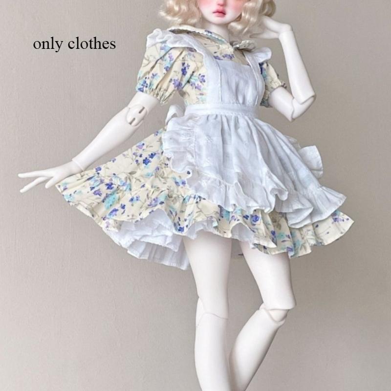 Костюм для кук 1/4, подходит для BJD кукол ростом 45 см (обхват груди 19 см) Юбка+фартук+поддерживающая юбка+платок Игрушки Наряды Аксессуары для кукол, Без кук