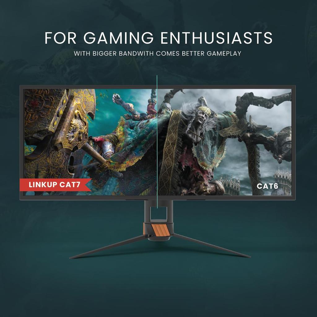 Кабель LAN LINKUP Cat7 10 Gigabit Разъемы RJ45 с двойным экранированием Интернет Категория 7 Сетевой кабель Кабель 40G 26AWG Черный [Сертифицировано Versiv]