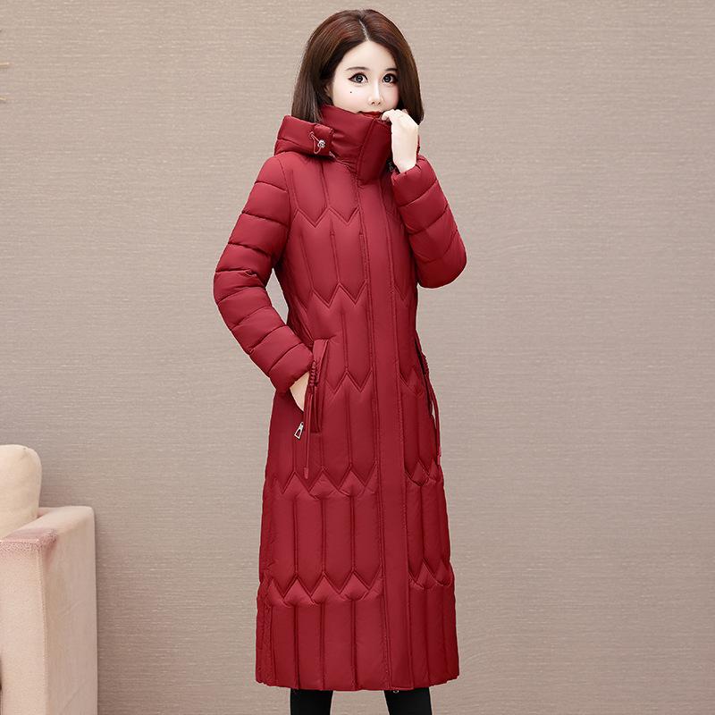 Mom's winter cotton-padded clothes close the waist and look thin. Long cotton-padded clothes for women, middle-aged women, thickened foreign-style cot