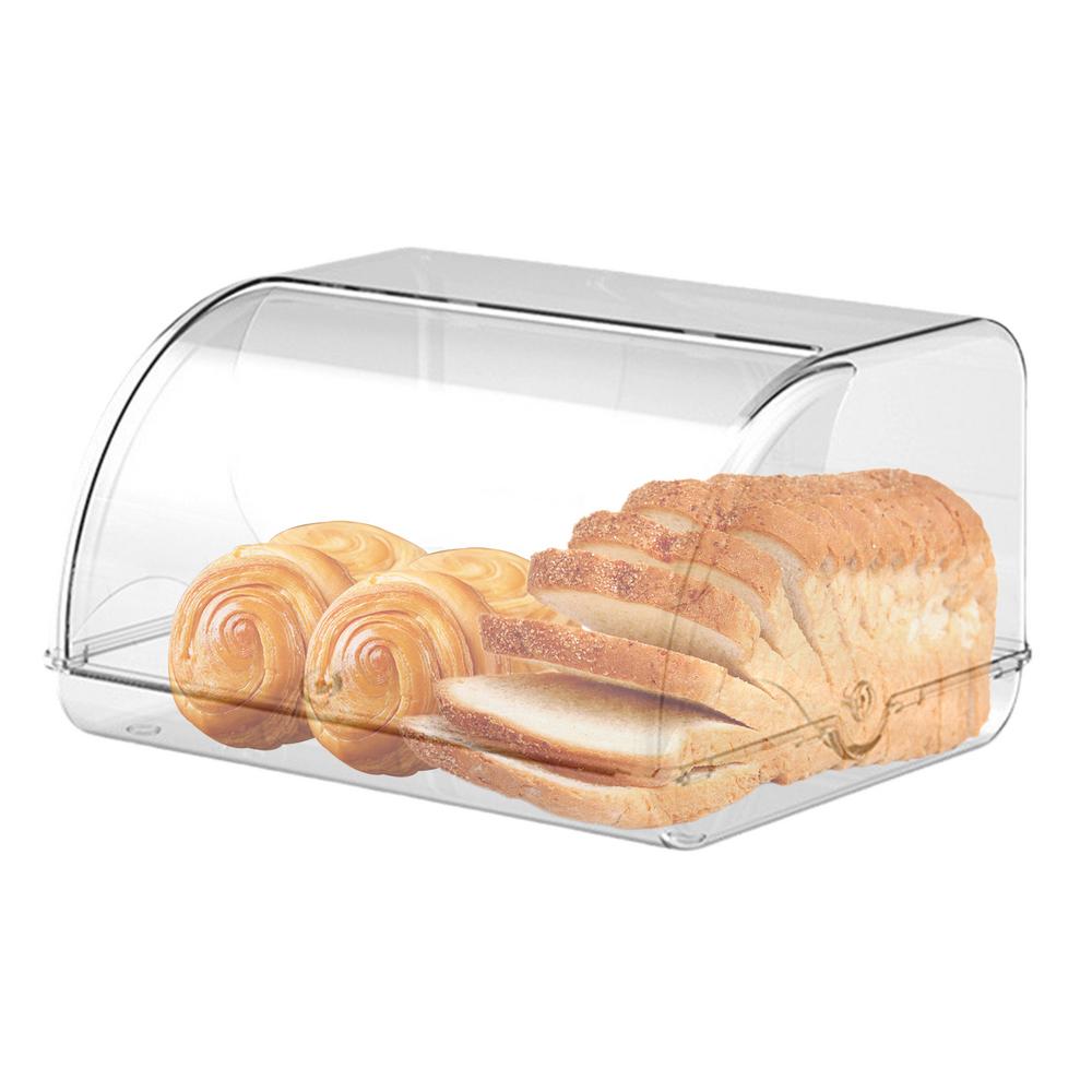 Bread Box For Kitchen Counter Bread Holder With Lid Makeup Organizer Desktop Storage Box For Homemade Bread Bagel Muffins Rolls