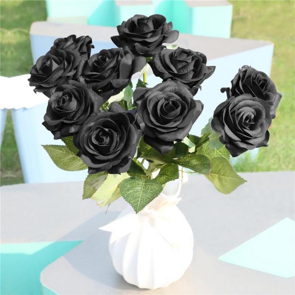 10 шт. искусственных роз из искусственного латекса Real Touch Rose Flower свадебный букет для украшения дома искусственные цветы черные розы