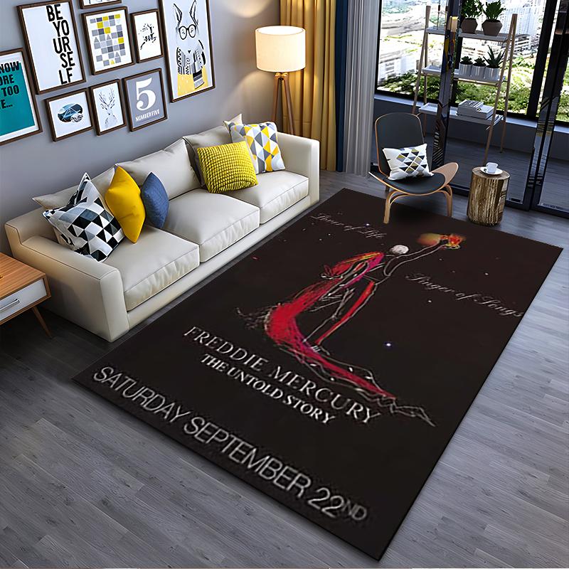 Pop Culture Area Rug, Freddie Mercury Lover of Life Singer of Songs Poster, Man Cave Decor, Non-Slip Mat