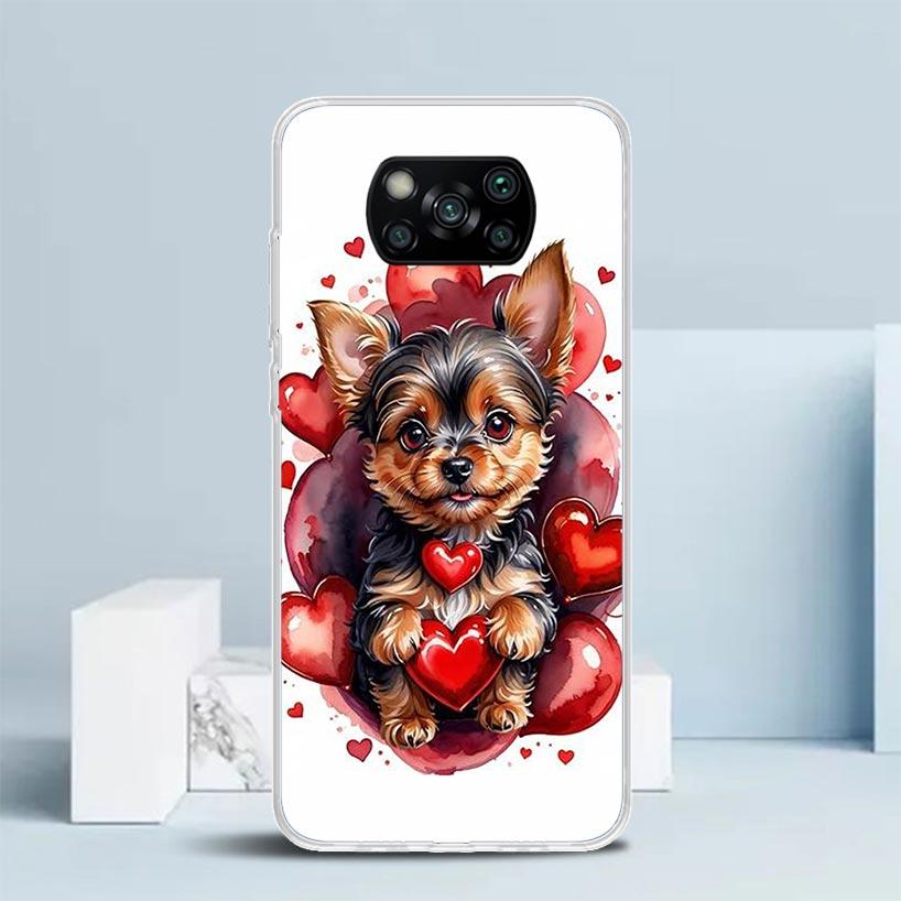 Lovely Puppy Heart Dogs Phone Case For Xiaomi Poco F7 Ultra X5 X6 X7 Pro M7 Redmi 15C 15 13C 13 12C 12 10C 10 10A 9 9C 9A 9T Cov