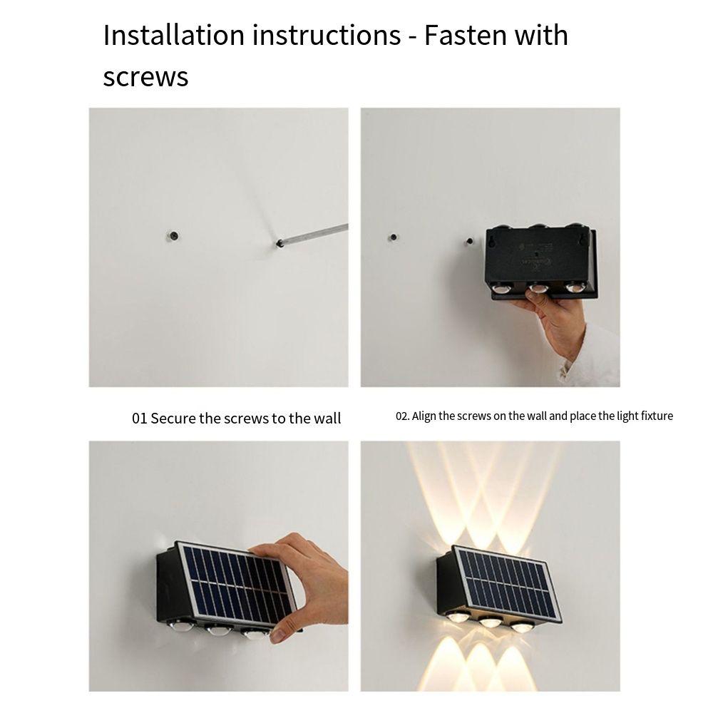 IP65 Waterproof 4/6/8 LED Solar Light Up and Down Fence Solar Lamp Modern Solar Wall Lamp Porch