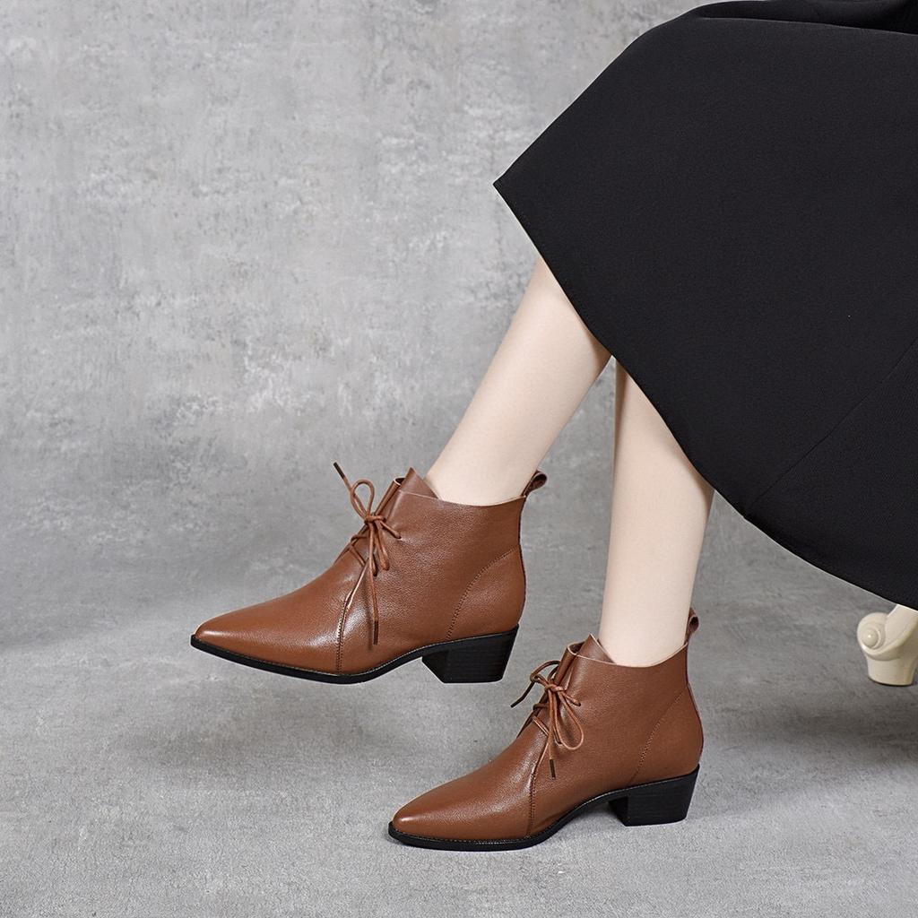 Короткие сапоги Кожаные сапоги Ботильоны