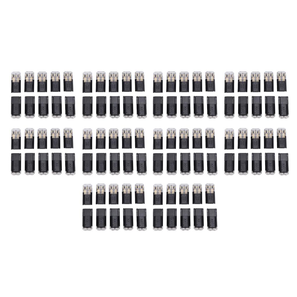100PCS Double Wire Plug in Connectors with Locking Buckle Quick Clip Fasteners 2 Pin Multi Purpose Snap On Blocks for