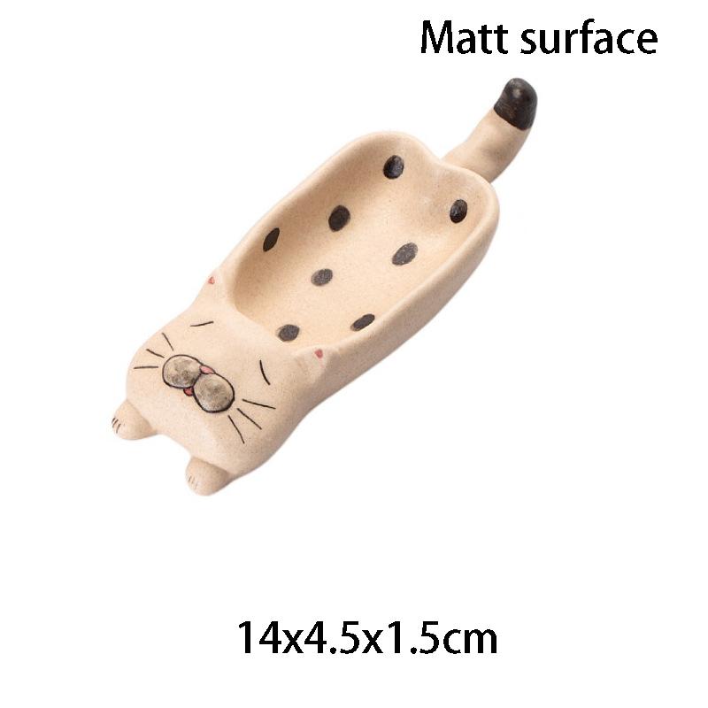 YWDL Мини-мультяшная тарелка для соуса с котом, керамическая тарелка для кетчупа, соевого уксуса, кухонный нож, вилка и палочки для еды, подставка для украшения стола