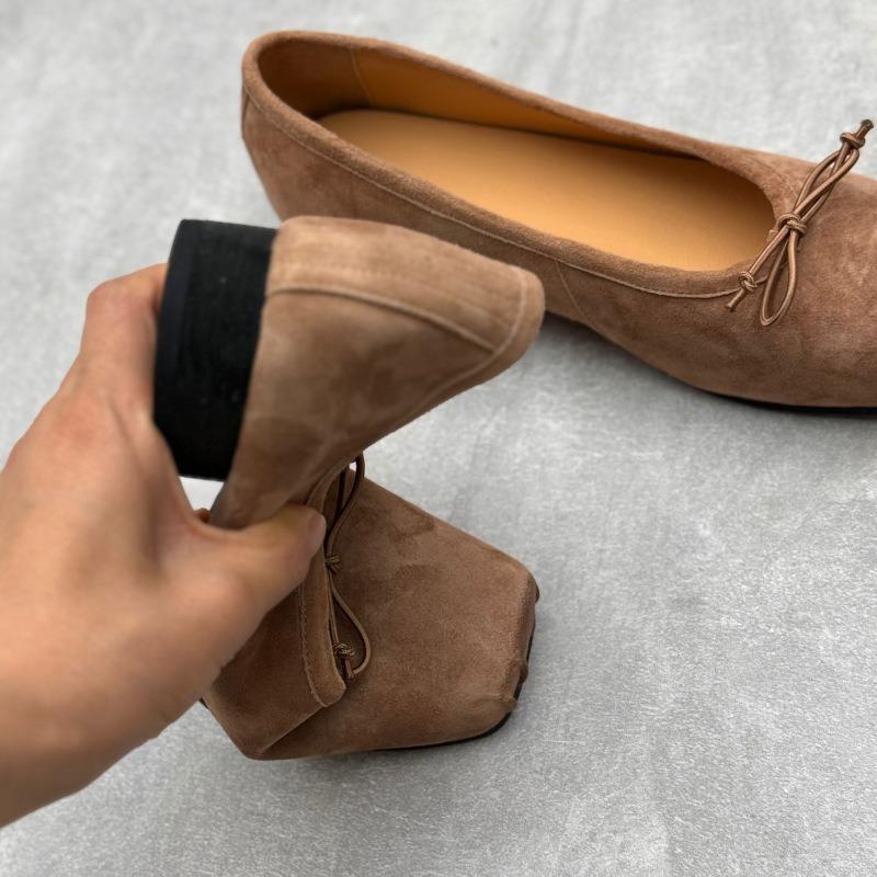 Кожаные балетки женские кожаные туфли Мэри Джейн на толстом каблуке с квадратной головкой